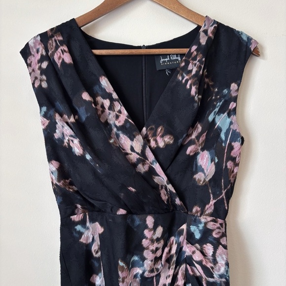 Joseph Ribkoff Floral Sheath Dress 8 Sleeveless Black - Picture 3 of 10